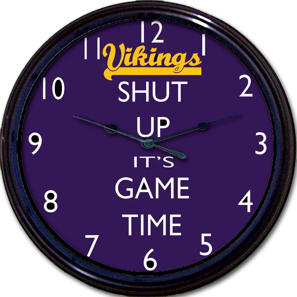 Minnesota Vikings Football Shut Up It's Game Time Wall Clock NFL Man Cave 10" - Image 1 of 1