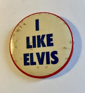 1956 I Like Elvis Button/Pin EPE - weiß mit blauem Let. & Roter Rand. - 3,5 Zoll - Bild 1 von 2