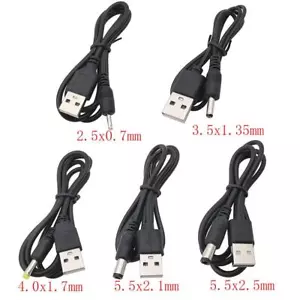 5V USB 2.0 Type A Male Power Cable Plug Jack Connector Charger 2.5x0.7mm 3.5x1.3 - Picture 1 of 14