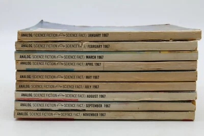 Analog (1930) 1967 Jan-May July-Sept Nov 9 Pulp Magazines Poul Anderson VG- - Image 1 of 4