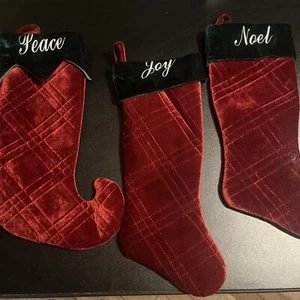 Set of 3 Embroidered Stockings 'Joy Peace Love' - Picture 1 of 8