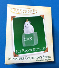 Hallmark "Ice Block Buddies" White Snow Rabbit Miniature Ornament 2005