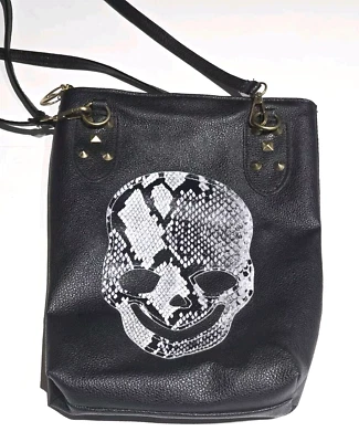 Bolso de mano negro bandolera punk Jingpin esqueleto piel de serpiente calavera para mujer Foto 1 de 4