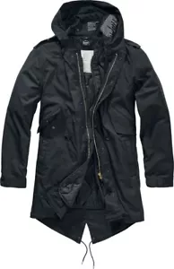 Brandit® M51 M-51 US Parka Stylish Army Outdoor Jacket Hooded Parka - Black - Picture 1 of 4