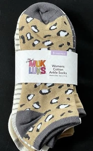 MUK LUKS Cotton Ankle Socks Set of 5 Netural Large Brand New - Picture 1 of 7