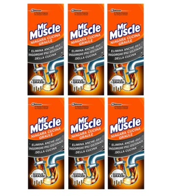 6pz Mr Muscle NIAGARA CUCINA DISGORGANTE GRANULARE Sciogli-Grassi 5 DOSI 250gr