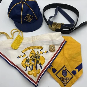 Vintage Cub Boy Scouts of America Lot Uniform Hat Belts Bandana Webelo Wolf 1976 - Picture 1 of 13