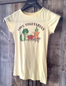Vintage Charlotte Russe Short Sleeve Crew Neck Semi Sheer VEGETARIAN T Shirt S - Picture 1 of 10