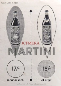 'MARTINI' Sweet or Dry Vermouth Drinks ADVERT : Small 1950s Print 670/145 - Picture 1 of 1