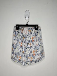 Pink Lilly Floral Skirt Girls Size Small 4-6 White Metallic Stripe Elastic Waist - Picture 1 of 4