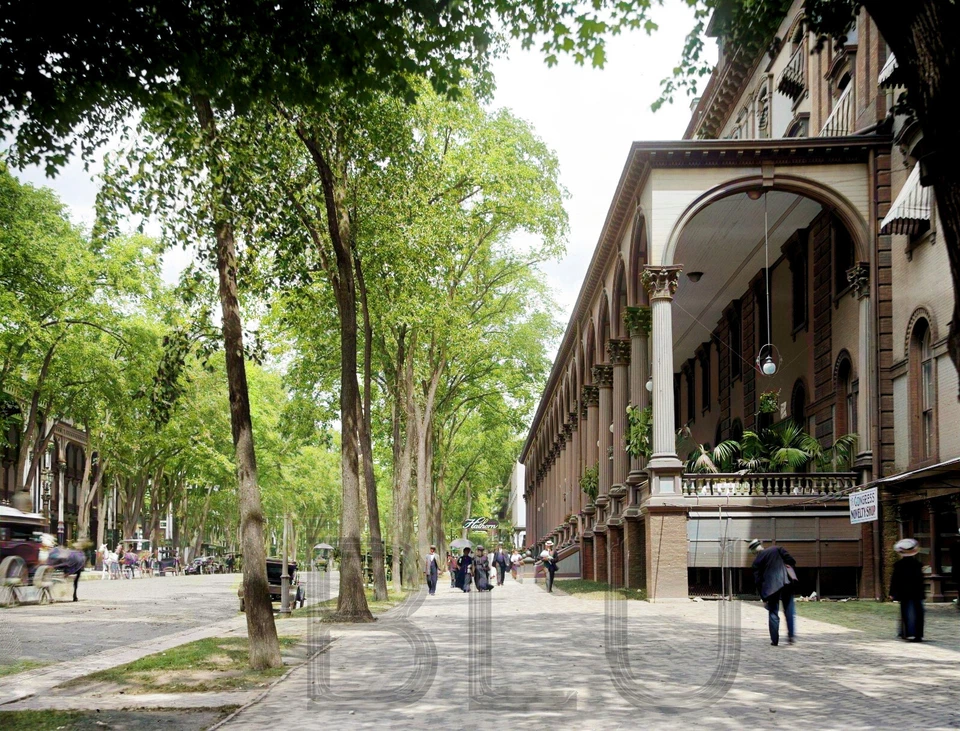 1900 Salón de Congresos y Broadway, Saratoga Springs, Nueva York 11 x 14" impresión fotográfica Foto 1 de 1