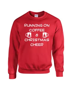 Running on Coffee and Christmas Cheer Merry Unisex Crew Sweatshirt 1727 - Bild 1 von 9