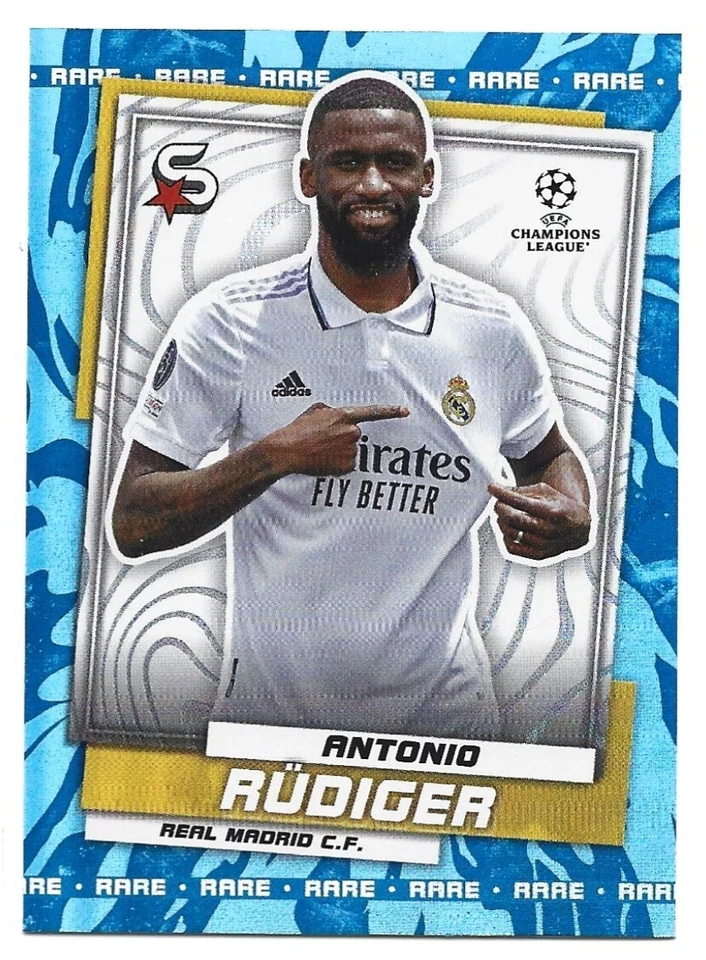 2022-23 UEFA Club Competitions Superstars Antonio Rudiger RARE Foil Real Madrid - Image 1 of 2