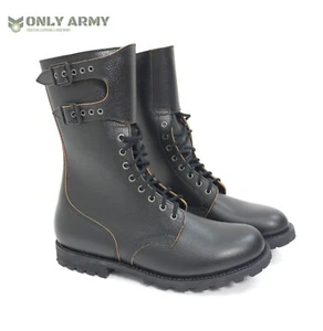French Army Ranger Boots Black Leather With Buckles Combat Boot Military Surplus - Picture 1 of 13