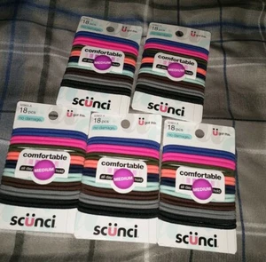 SCUNCI NO DAMAGE COMFORTABLE ALL DAY MEDIUM HOLD 18pcs 32863-A NEW PACK OF 5 - Picture 1 of 2