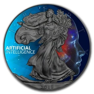 ARTIFICIAL INTELLIGENCE - 1  Oz Silver with Ruthenium Low Mintage #002/500 - Picture 1 of 6