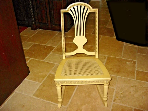 Vintage Childs Chic Shabby French Provincial Cane Rocking Chair Cover