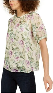 Camicia da donna INC manica gonfia floreale avorio taglia M. - Foto 1 di 3