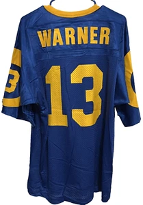 KURT WARNER 13 St Louis Rams Men Blue Vintage Nylon Football Jersey XL Champion - Picture 1 of 9