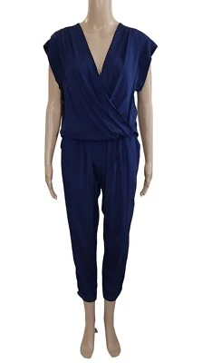 Mono EMERSON THORPE Azul Marino Dana Seda Cuello en V Profundo Manga Gorra Talla M Foto 1 de 4