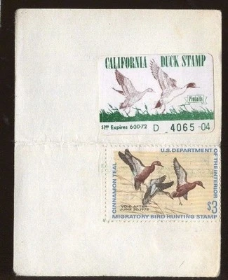 Licencia de pesca deportiva California 1970 con sello de pato RW38 + CA#1 sin firmar - 823 Foto 1 de 2