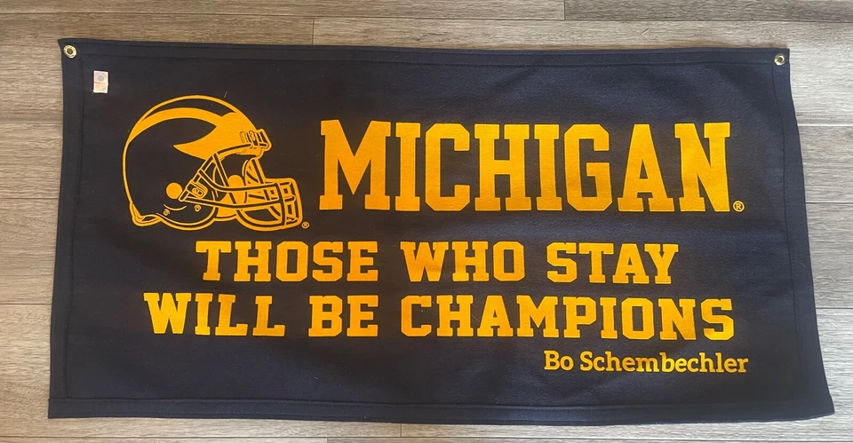 Bo Schembechler Michigan Wolverines Those Who Stay Will Be Champions NCAA Banner - Image 1 of 1