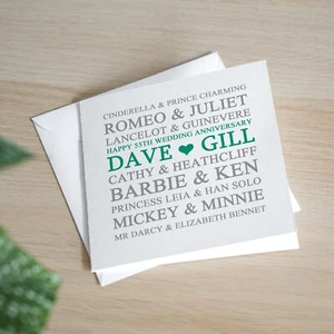 Tarjeta de aniversario de boda 55 esmeralda personalizada hecha a mano para parejas - Imagen 1 de 2