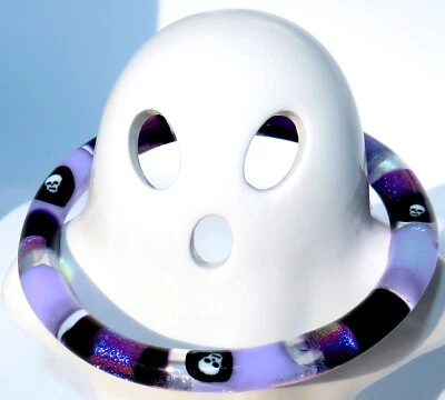Pulsera de vidrio arte dicroico Halloween calavera esqueleto hecha a mano Foto 1 de 4