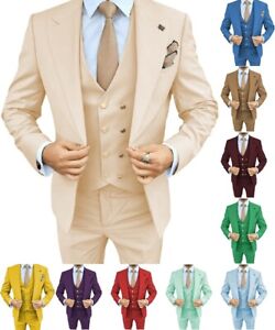 Customized Mens 3 pcs Suits Wedding Groom Tuxedos Workwear Coats Jackets Blazer
