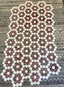 Vintage Crocheted Handmade Afghan Blanket 73x41. Red White Green - Picture 1 of 3