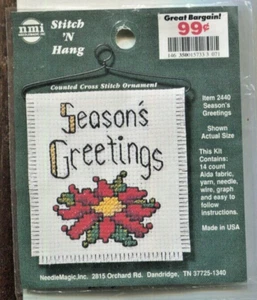 NMI Season's Greetings 2440 Stitch 'N Hang Counted Cross Stitch Ornament Kit - Picture 1 of 2