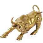 12cm Gold Brass Charging Stock Market Bull Ornament Animal Figurine Statue