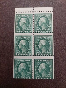 Scott# 424d, MNH Booklet Panel of 6, 1 Cent Washington, VG - Picture 1 of 2