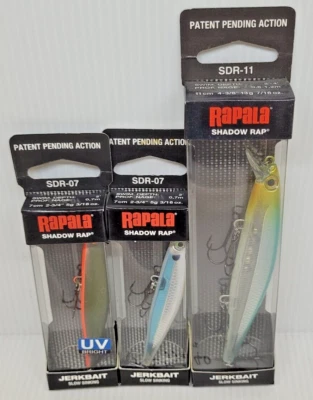 SET-RSR40 3 piezas Rapala SDR-07 SDR-11 Shadow Rap señuelo de pesca de hundimiento lento Foto 1 de 4