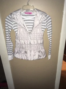 Energie Grey Vest & Long Sleeve Stripe Shirt Girls Size Medium - Picture 1 of 6