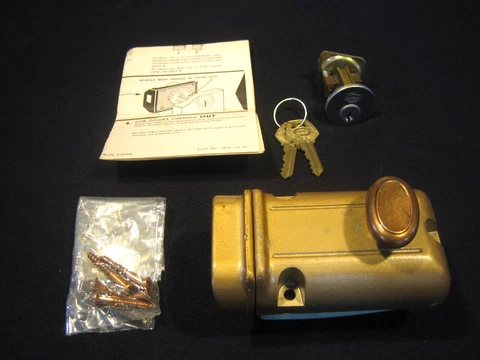 Vintage Victorian Cast Aluminum Rim Night Latch Deadbolt Lock USA NOS - Corbin Cover