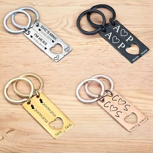 Porte-clés Couple Personnalisé Coeur Cadeau Saint Valentin Amour Acier Inoxydable - Photo 1 sur 4