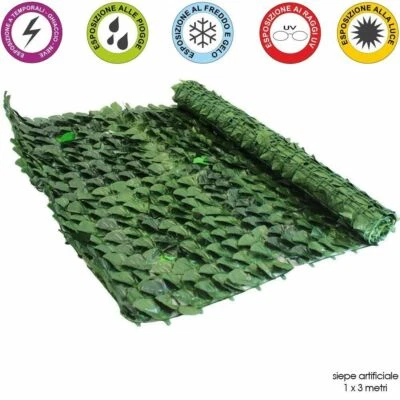 SIEPE FINTA SIEPE ARTIFICIALE FOGLIA EDERA SINTETICA ANTICADUTA MT 3X1 - Immagine 1 di 4