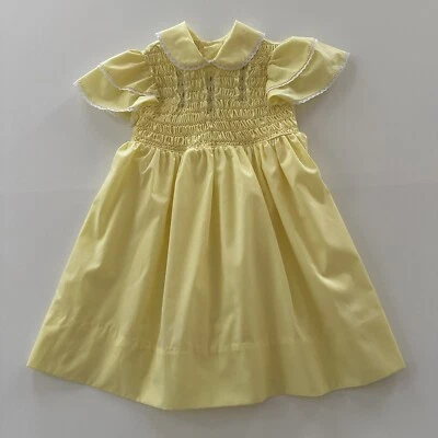 Vestido Vintage Polly Flinders Niñas 5 Amarillo Mano Calado Primavera Verano  Foto 1 de 4