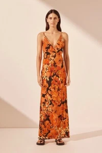 Shona Joy Dress Size AU 12 US 8 Santos Silk Maxi Floral Cross Strap Event BNWT - Picture 1 of 13
