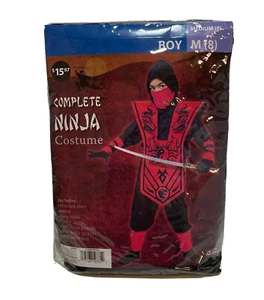 Red Ninja Costume Cosplay Boys Medium (8-10) New Fun World New In Packaging - Picture 1 of 6