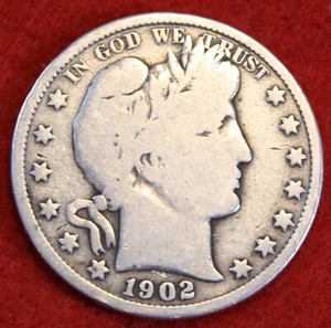 1902 Barber Half Dollar 90% Silver Coin Circulated BH544 - Picture 1 of 2