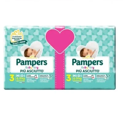 PAMPERS PANNOLINI PER BAMBINI BABY DRY MIDI TAGLIA 3(4-9 KG) QUANTITA' A SCELTA