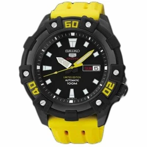SEIKO 5 Sports SRP509K1 LIMITED EDITION Yellow Rubber Automatic Watch 4R36 NOS - Picture 1 of 6