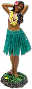 Muñeca Hula Hawaiana Leilani Tablero 7" Verde Falda Flor Pose Hecha a Mano - Imagen 1 de 1