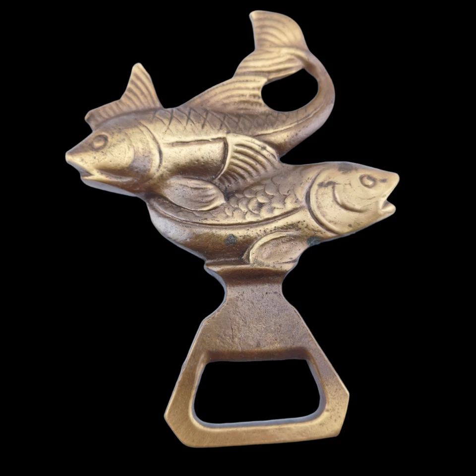 🪙 Vintage Flaschenöffner Messing 🐟 Doppel-Fisch Design – Sammler Rarität 🍺 - Bild 1 von 3