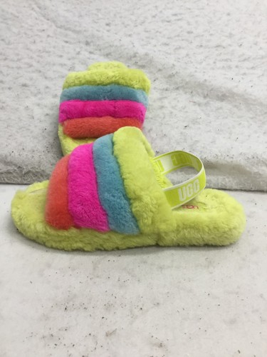 UGG Fluff Yeah Youth taglia 5 verde multicolore ciabatte antiscivolo 1116570K