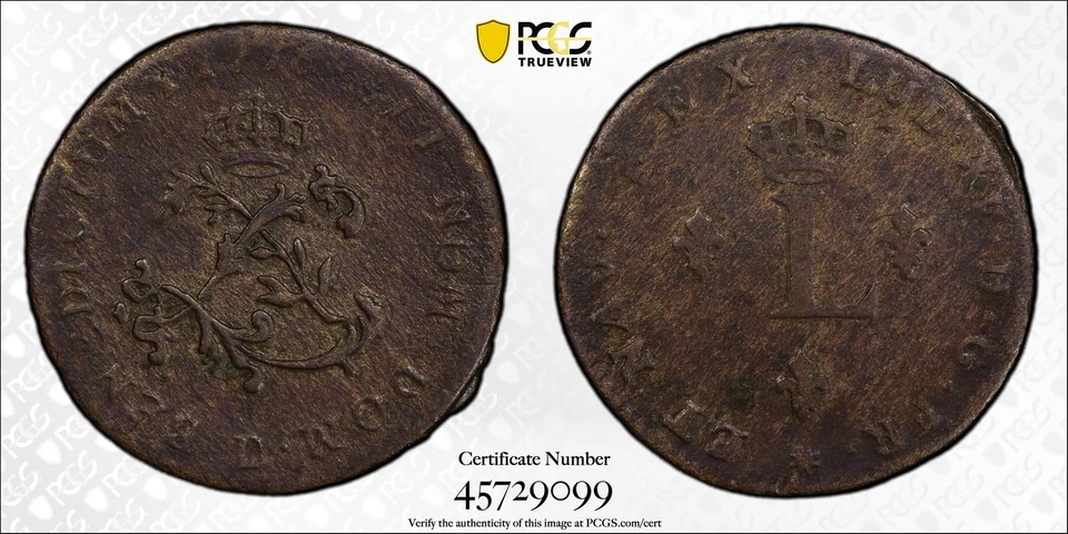 1738 D Colonial Coinage of 1709 - 1760 Sou Marque PCGS XF-45 - Image 1 of 1
