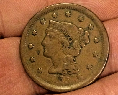 Centavo grande 1855, cinco verticales, XF Foto 1 de 2