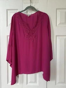 NEW The Pioneer Woman Pink Peasant Blouse Pretty Lace Detail Womens Size XL - Picture 1 of 6